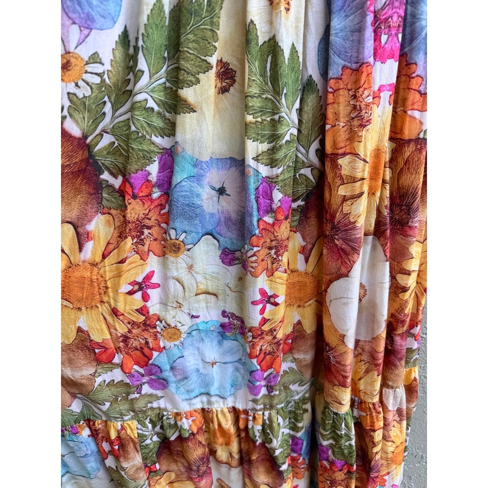 Moxy Anthropologie Womens Floral Boho Flutter Smocked Cottage Maxi Dress - Picture 8 of 10